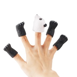 Andux 5pcs Animal Finger Puppets Realistic Rubber Animal Roll Play Finger Puppets Set ZJWO-01 (Panda)