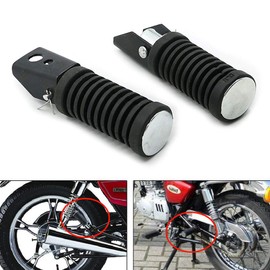 ALPHA RIDER Universal Left and Right Set Rear Tandem Step Bar Pedal For Honda GS125 GN125 Cub Kawasaki Z400FX Zephyr ZXR400 Baja Minibike etc. Anti-slip Footrest Step Foot Peg Pad Plate Aluminum Black