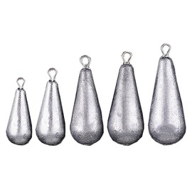 TopHomer Fishing Weights Sinker, 5PCS Drop Sinkers Lead, Silver, Sea Fishing, Saltwater, 30g-80g