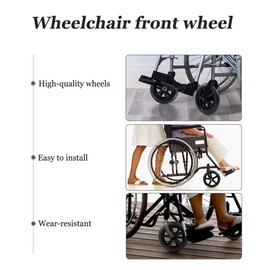Healifty 2pcs Front Wheel Wheelchair Wheel Full Wheel Replacement for Wheelchairs Walker 7 Inch