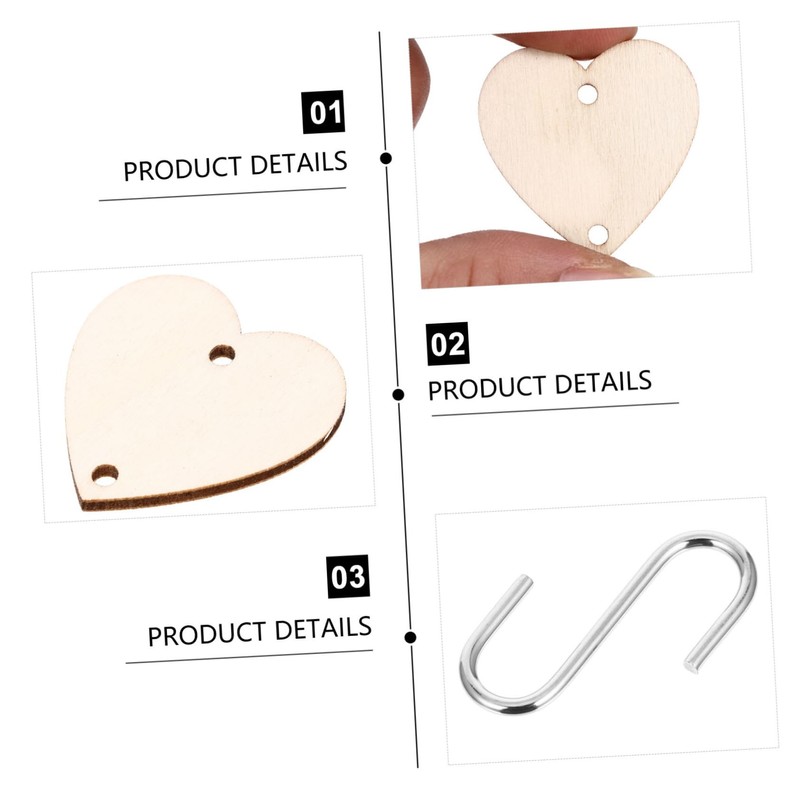 IWOWHERO 1 Set Wooden Cutouts for DIY Projects Heart Shaped