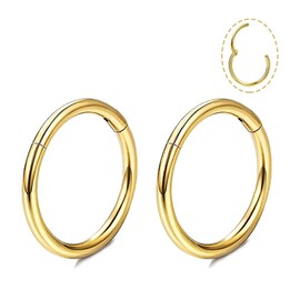 Small Gold Hoop Earrings, Lightweight 24K Gold Plated Huggie Hoop Earrings for Cartilage Helix Tragus, Hypoallergenic Earrings for Women Men (Hoop)