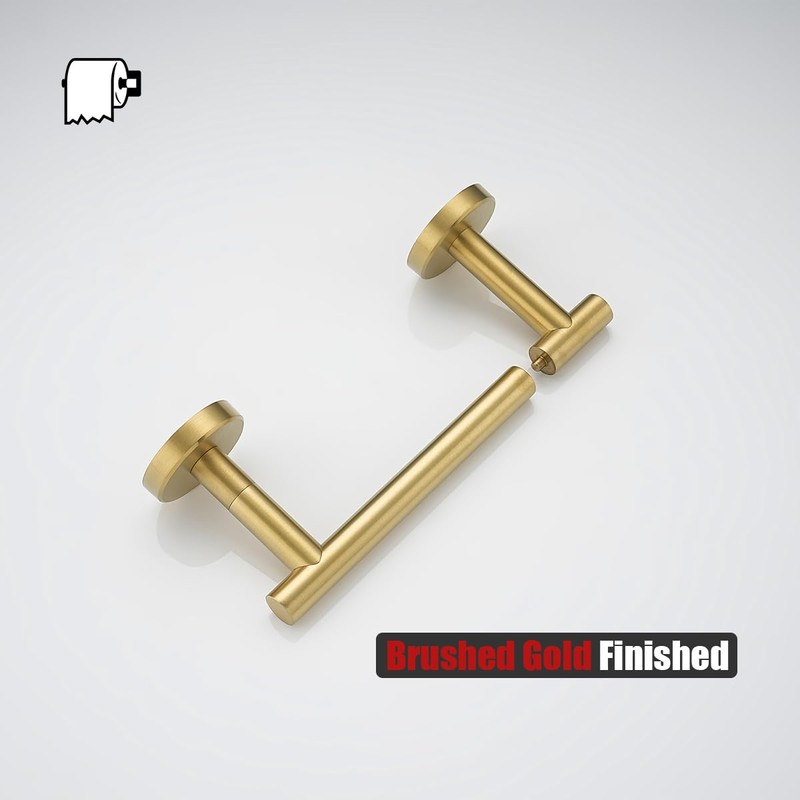 JQK Gold Toilet Paper Holder, Double Post Pivoting Tissue Holder