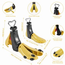 VIVEBEI Shoe Stretcher Women Men, Boot Stretcher for Women, Shoe Stretcher Wide Feet, Adjustable Cowboy Boot Widener & Expander (Yellow 1 Pack, For Women size 9-14, Men's 8-13)