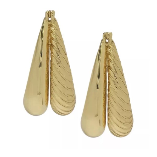 Macy's 14k Gold Plated Shrimp and Shiny Hoop Earrings