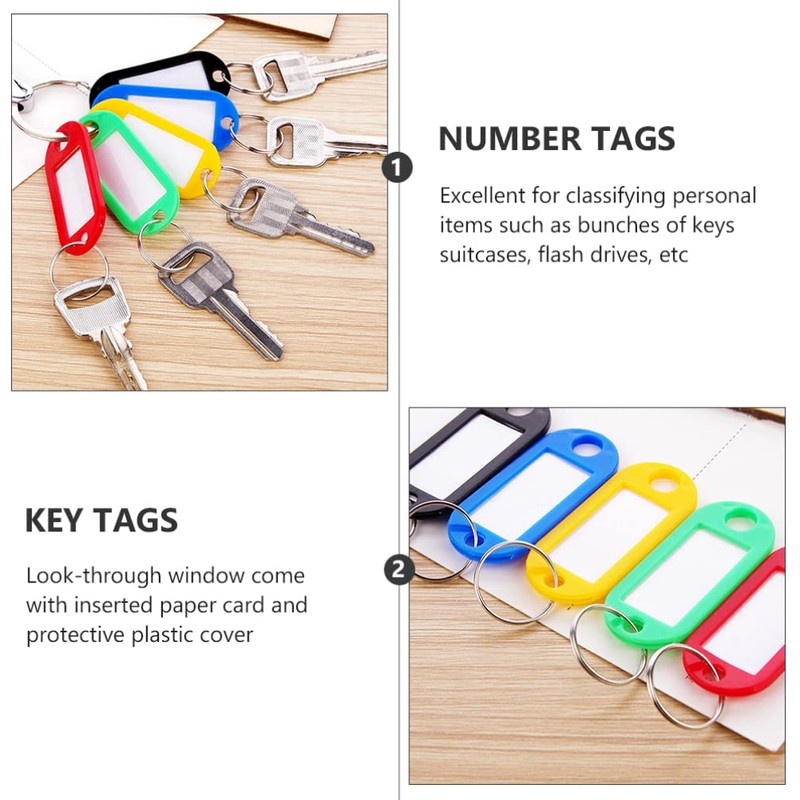 TOYMYTOY Name Badge Keychains, Red, Pack of 50