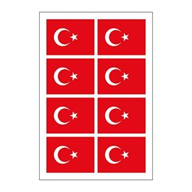 Generisch Set of 8 Turkey Flag Stickers | Sticker Türkiye Car Sticker