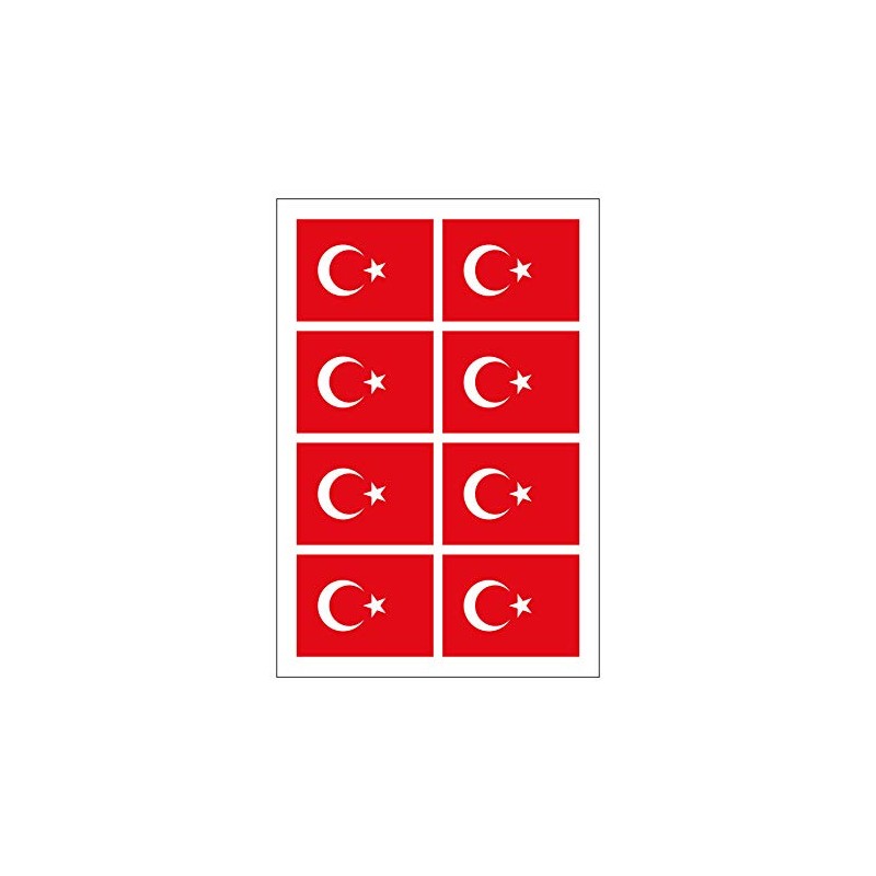 Generisch Set of 8 Turkey Flag Stickers | Sticker Türkiye