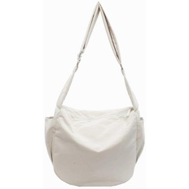 a-fua Shoulder Bag, Crossbody, Nylon, Crossbody, Messenger, Satchel, Semicircle Bag, Bag, white
