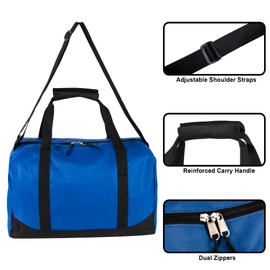 24 Pack Bulk Duffle Bags Wholesale by the Case for Homeless, Sports Teams, and Duffle Bags for Foster Kids (All Blue Pack)