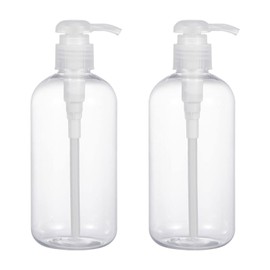 sdoot Pump Bottle, 2 Pack Shampoo Bottles with Pump, 10oz Refillable Plastic Soap Dispenser Pump Bottle for Shampoo Conditioner, Shampoo Lotion Body Wash