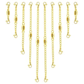 MKCYD Necklace Extender with Magnetic Clasps Chain Extenders for Necklaces,Gold and Silver Magnetic Necklace Clasps and Closures with Necklace Extenders Bracelet Extender Necklace Extension