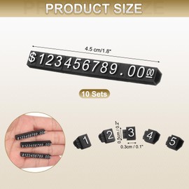 uxcell 10 Set Price Display Cube, Adjustable Price Tag Stand Removable Mini Tag Number Letter Price Dollar Block Kit for Jewelry Retail Shop Price Signs (Black/White, 1.8" Length)