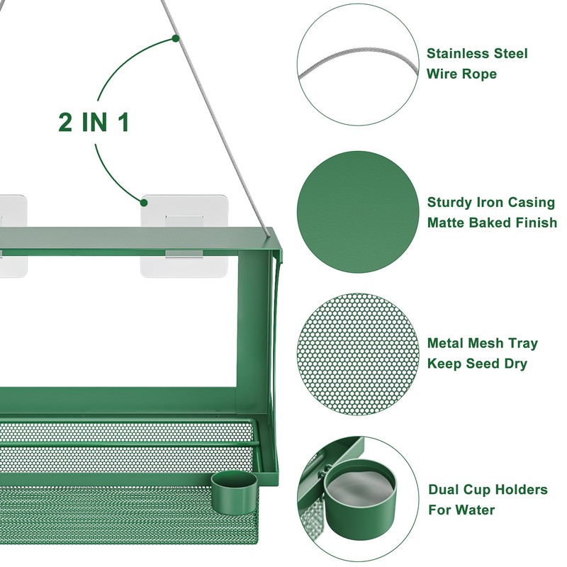 HOSUN 2-in-1 Bird Feeder for Windows and Hanging,Adhesive Hook Mount