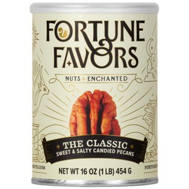Fortune Favors Candied Pecans, Sweet and Salty Snack, Hand Crafted in Small Batches, USA-Grown (16oz, Classic)