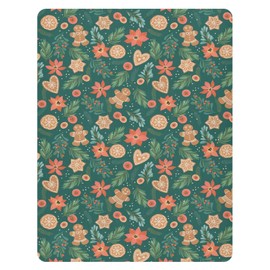 Pfrewn Christmas Crib Sheets for Boys Girls Green Christmas Poinsettia Gingerbread Fitted Crib Sheet Fits Standard Crib Mattress Pads Winter Pattern Stretch Soft Toddler Baby Sheet,52x28IN
