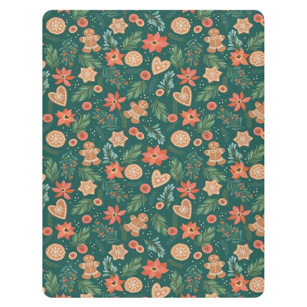 Pfrewn Christmas Crib Sheets for Boys Girls Green Christmas Poinsettia