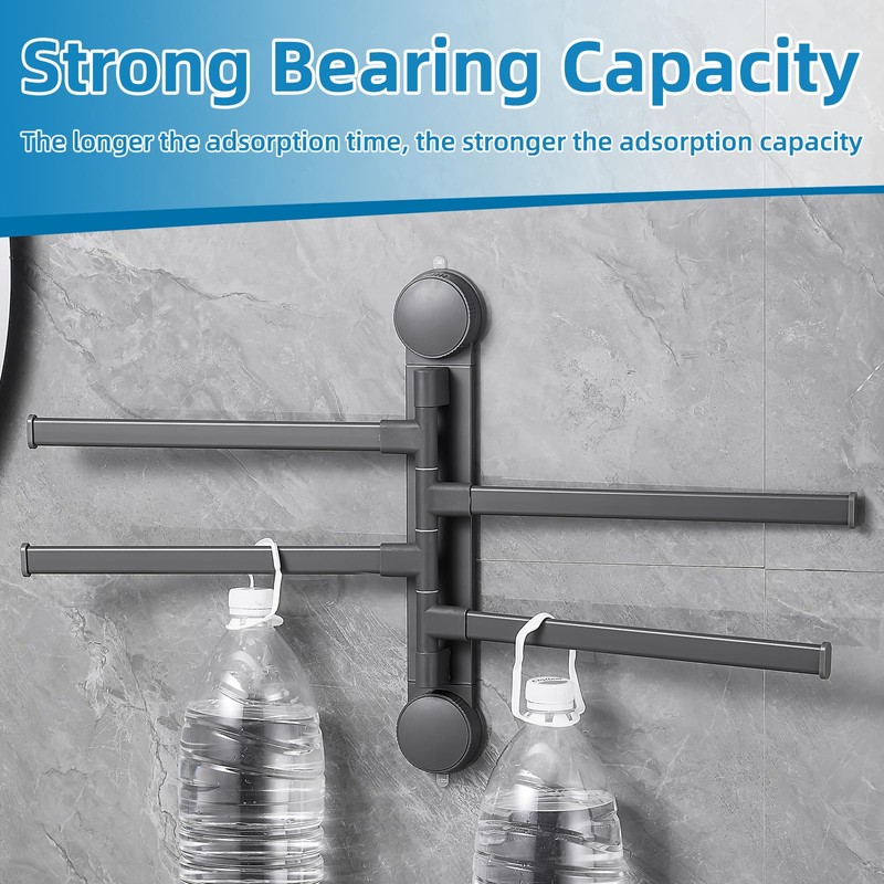4-Arm Swivel Towel Rack, Zynuhmo 4 Tiers Adjustable Suction Cup