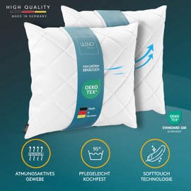 LILENO HOME Set of 4 cushion filling, 50 x 50 cm, washable at 95°C, suitable for allergy sufferers, polyester cushion inlet as couch cushion, sofa cushion, cocktail cushion and pillow