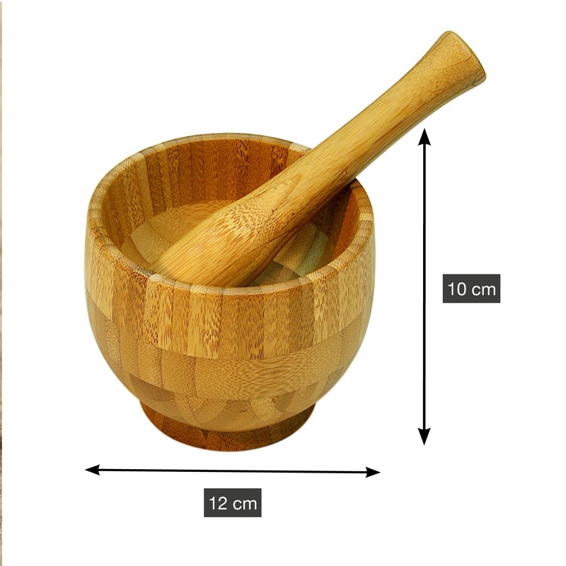 Point-Virgule Bamboo Mortar with Pestle Diameter 12 cm Height 10