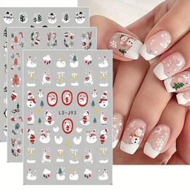 8 Sheets Christmas Nail Stickers Christmas Tree Snowman Nail Art Stickers Self Adhesive 3D Nail Decals Cute Nail Art Design Xmas Nail Supplies Winter Holiday Nail Art Decals for Women Nail Decorations