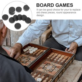 Backgammon Game Pieces Replacement: 30pcs Black White Backgammon Checkers for Roll-up Travel Backgammon