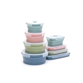 K HOME VT Collapsible Silicone Food Storage Container Set (INDIGO)