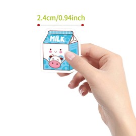 Milk Stickers (500 pcs), 10 Sheets Aesthetics Cartoon Decal Roll Self Adhesive Seals for Kids Girls Boys Teen Birthday Party Decoration Water Bottle Laptop Scrapbook Cards Envelope