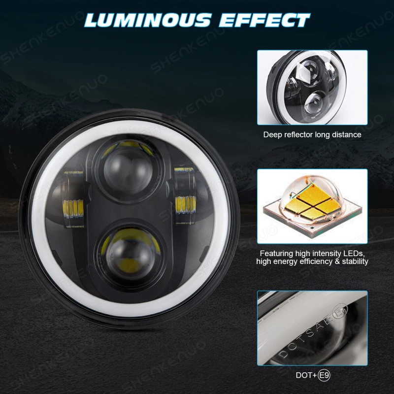 SHENKENUO 5-3/4 5.75" Motorcycle LED Projector Headlight for Honda Shadow