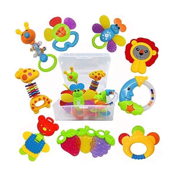 Infant Toys 0-3 Months Infant Rattles AIVIAI Baby Rattle Teether