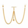 Gold Colour Double Albert Pocket Watch Chain With Crown Pendant