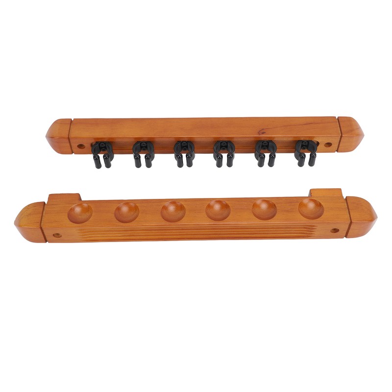 Wall Mounted Billiard Pool Cue Rack 6 Cues Wooden Billiard