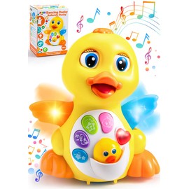 JOYIN Baby Toys Duck, Infant Dancing Crawling Musical Toys 18+ Months, Tummy Time Light Up Learning Duck with Music & Lights, Baby Easter Basket Stuffers Gifts