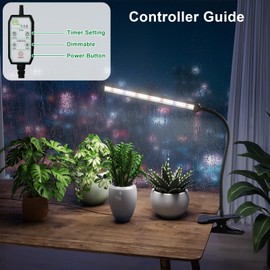 GooingTop Grow Light for Indoor Plants Growing,5000K White Full Spectrum Gooseneck Plant Lamp with Red Blue LED Clip Desk for Pot Plant Seed Starting,Dimmable with Auto Timer