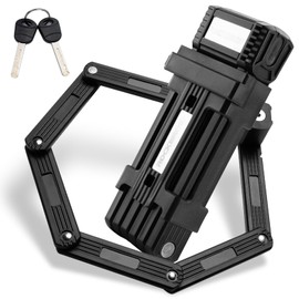ROCKBROS Folding Design Bike Lock – Heavy-Duty 3.3 lbs Portable Key Lock with Anti-Theft Alloy Steel, Waterproof & Rustproof for Bicycle, E-Bike, Scooter, Motorcycle