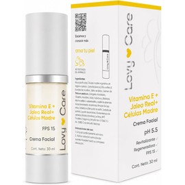LOVY CARE Crema Facial con Vitamina E, Jalea Real y Células Madre, 30 ml, pH 5.5 Hidratación, Regeneración y Antiedad