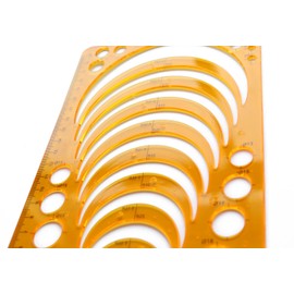 YEJI Set of 2 Plastic Orange Color Circle Radius Arc Master Stencil Circle Geometric Drawing Measuring Template Stencil Ruler