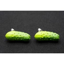 Miniblings Cucumber Stud Earrings Food Cucumber Salad Cucumber Veggie Vegan Vegetables - Handmade Fashion Jewellery I Earrings Silver Plated, 24mm, Resin