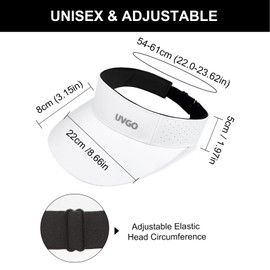 YAMEIZE Summer Visor Hat Wide Brim for - Women Men UPF 50+ Visor Cap Travel Sun Ponytail Hat Sport Running Golf White