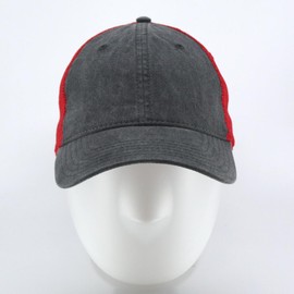 Gorra de béisbol ajustable de malla suave de algodón lavado vintage, Carbón/Carbón / Rojo, Talla única