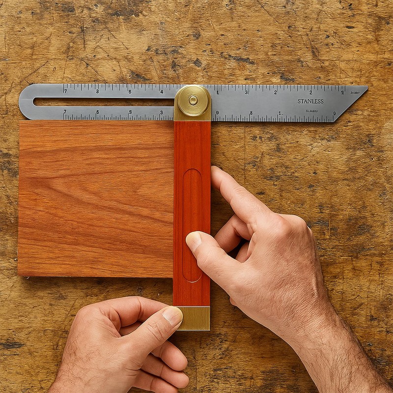 Bojueshaw Adjustable Carpentry T-Bevel Square,360°Sliding Angle Gauge with Hardwood Handle