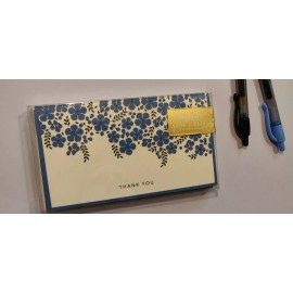 Snow and Graham Blue Floral Vine Thank You Cards #4139 | Boxed Set of 8 Blank Cards & Envelopes