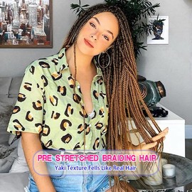 8 Pack Ombre Braiding Hair Pre Stretched - 26" 100G/Pack Premium Pre Stretched Braiding Hair Extensions, Professional Itch Free Hot Water Setting Perm Yaki Texture Prestretched Hair(1B27)