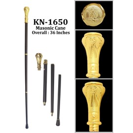Masonic Gold Walking Cane