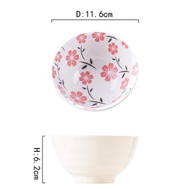 Whitenesser Japanese Ceramic Rice & Sushi Bowls Set – 4 Pack White Cherry Blossom Design, Microwave & Dishwasher-Safe, Elegant Dinnerware for Home, Restaurants
