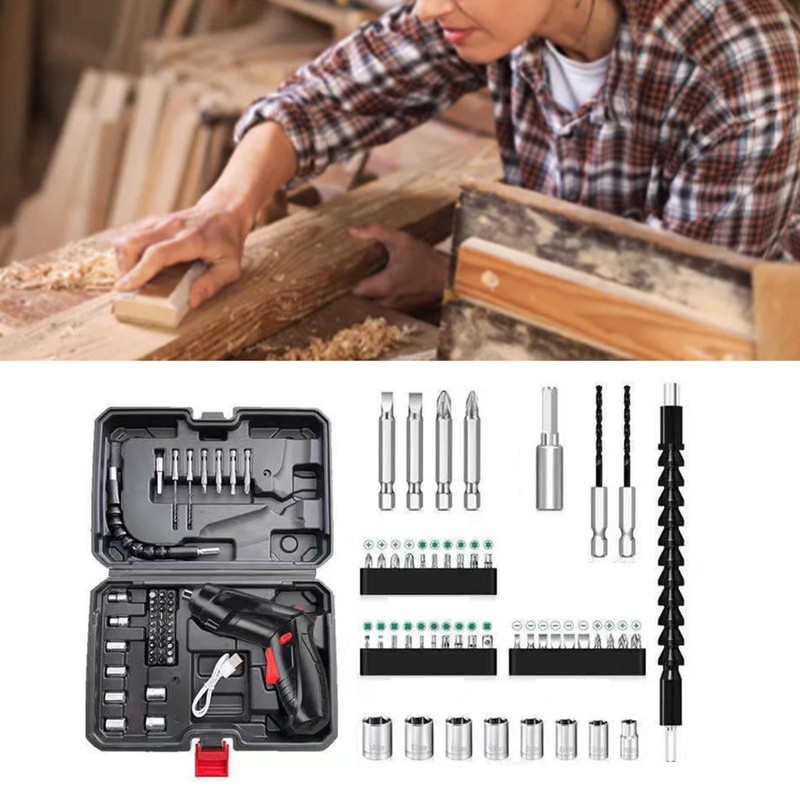 Electric Screwdriver Kit Lightweight Rechargeable Screwdriver with Long and Short