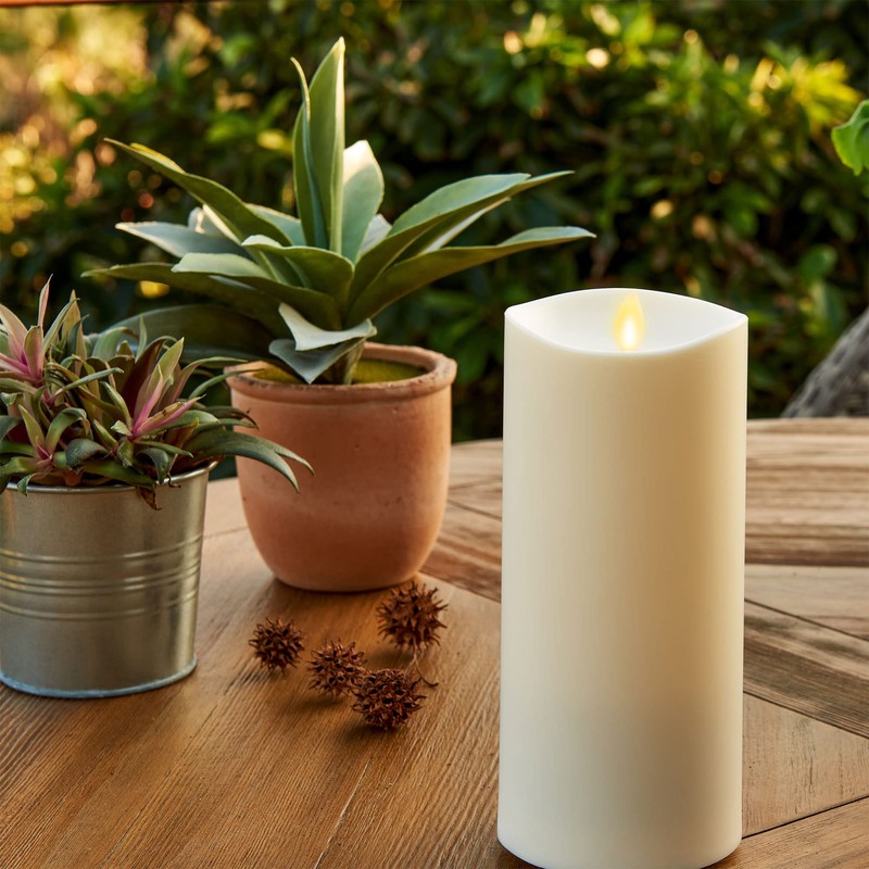 Luminara Outdoor Flameless LED Ivory Candle Melted Edge 3.75" x