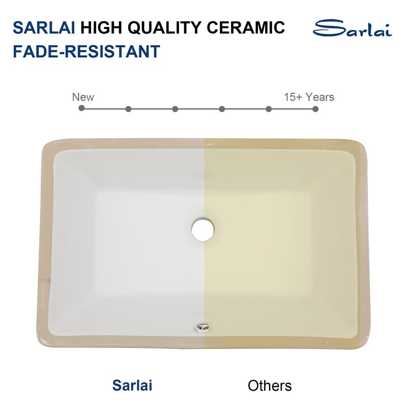 Sarlai Undermount Bathroom Sink - 21 x 13 inch Rectangular