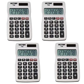 Victor 700 8 Digit Pocket Calculator, White, Great for Carrying in Backpacks, Purses and breifcases, 4 Pack