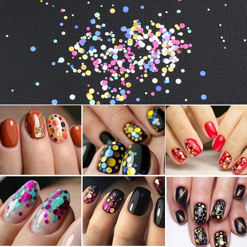 Glitter Sequins Set, Assorted Round Thin Shiny Foil Flakes Art